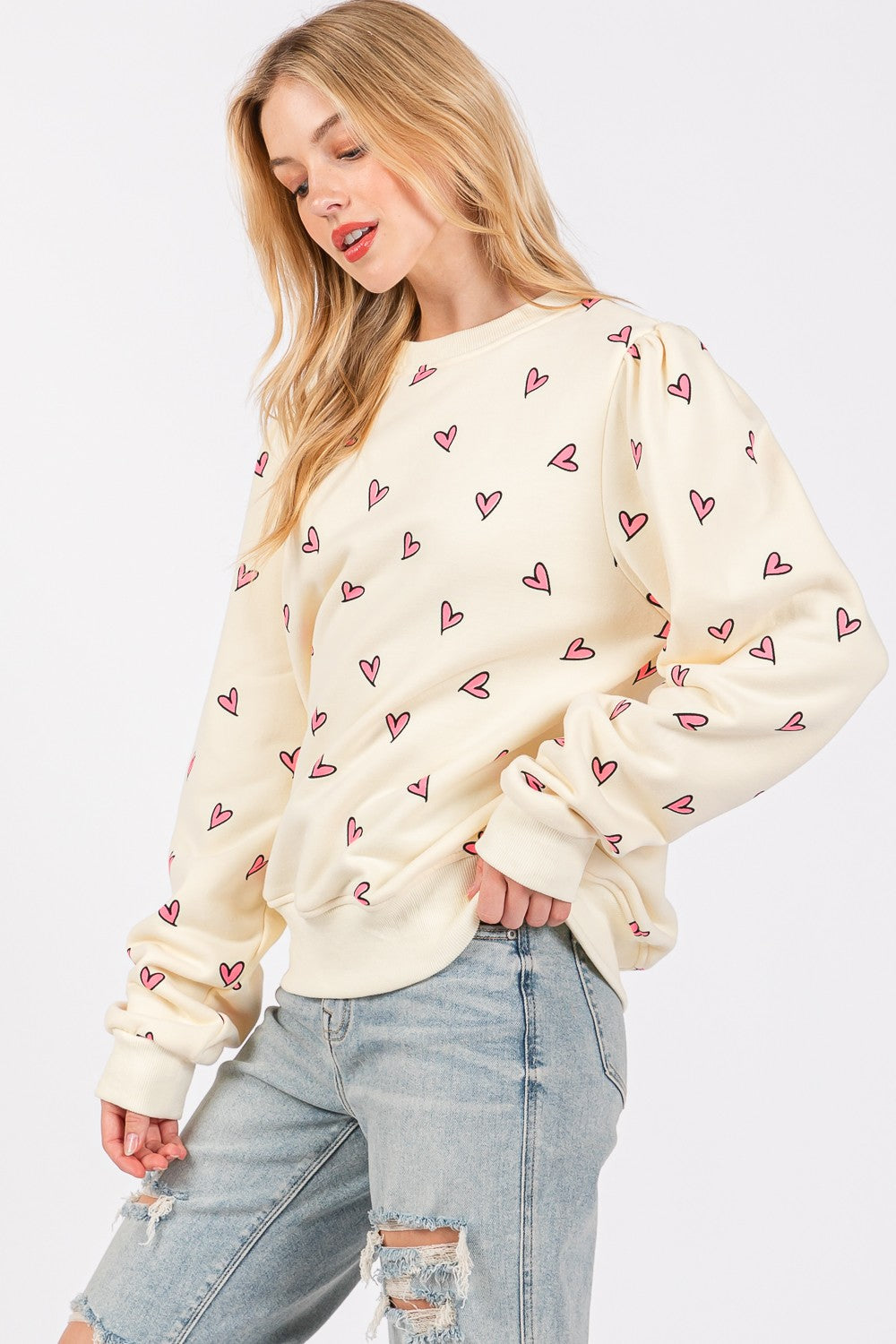 Heart Print Graphic Sweatshirt