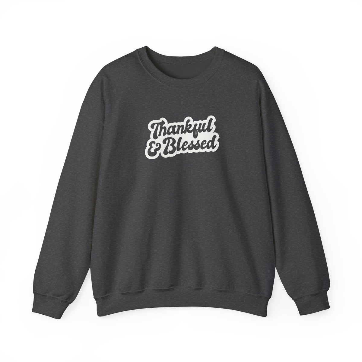 Thankful and Blessed crewneck sweatshirt in Dark Grey by Global Village Kailua