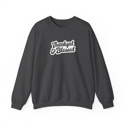 Thankful and Blessed crewneck sweatshirt in Dark Grey by Global Village Kailua