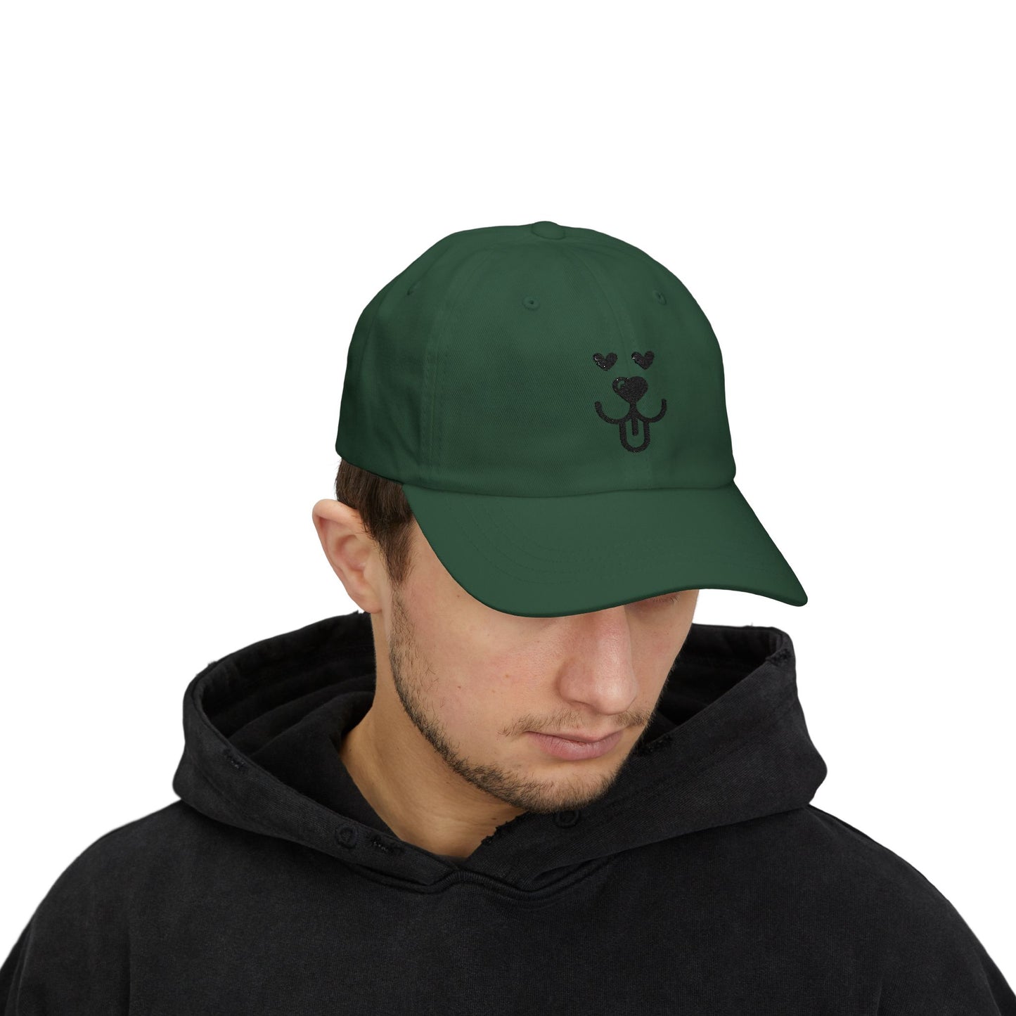 Dad Cap Embroidered Heart Eyes Dog