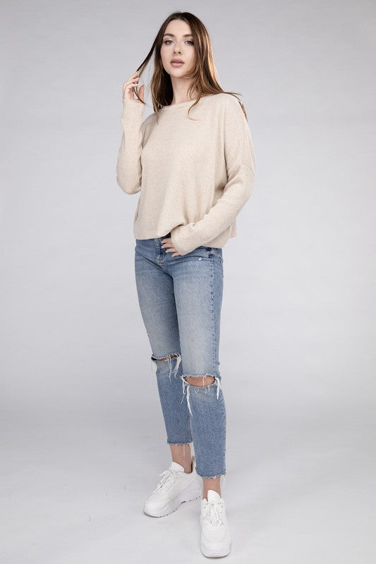 Ribbed Dolman Long Sleeve Sweater - Global Village Kailua Boutique