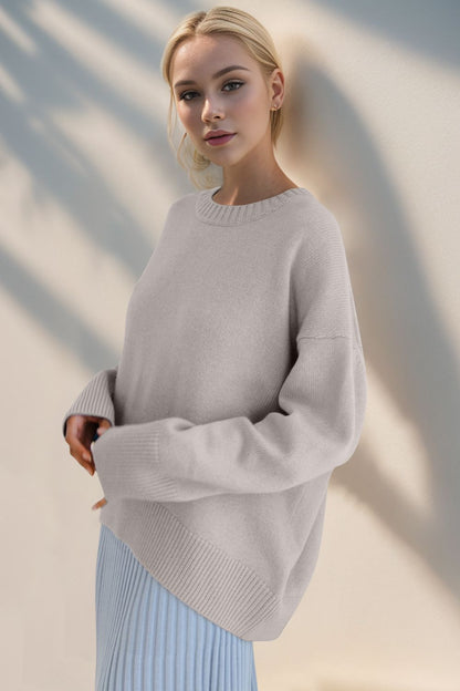 Every Day Round Neck Dropped Shoulder Sweater