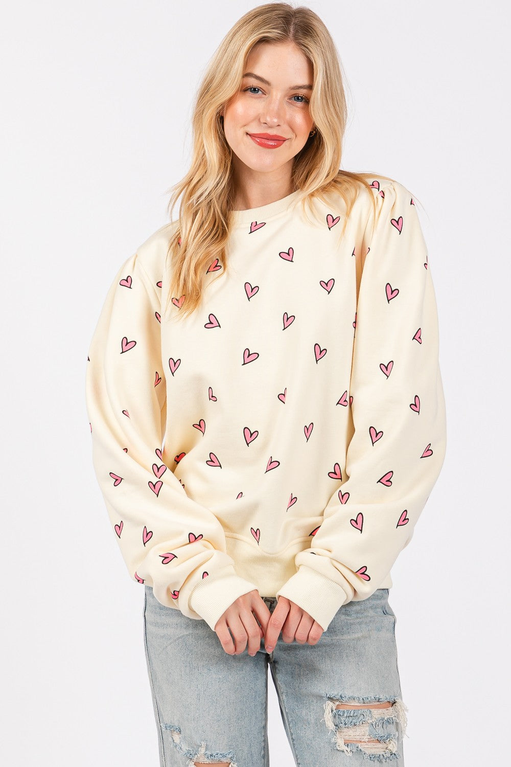 Heart Print Graphic Sweatshirt