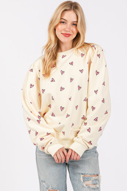 Heart Print Graphic Sweatshirt