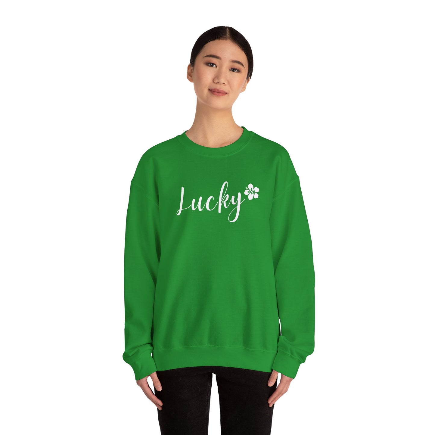 Lucky Script Hibiscus Unisex Heavy Blend Crewneck Sweatshirt