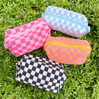 Checkered Cosmetic Bag