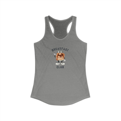 Gray tank top with cartoon pancake short stack image and 'Breakfast Club' text on a white background