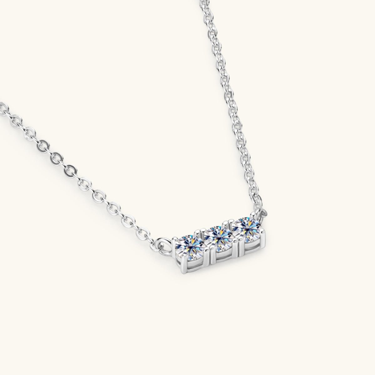 925 Sterling Silver Inlaid Moissanite Bar Necklace - Global Village Kailua Boutique