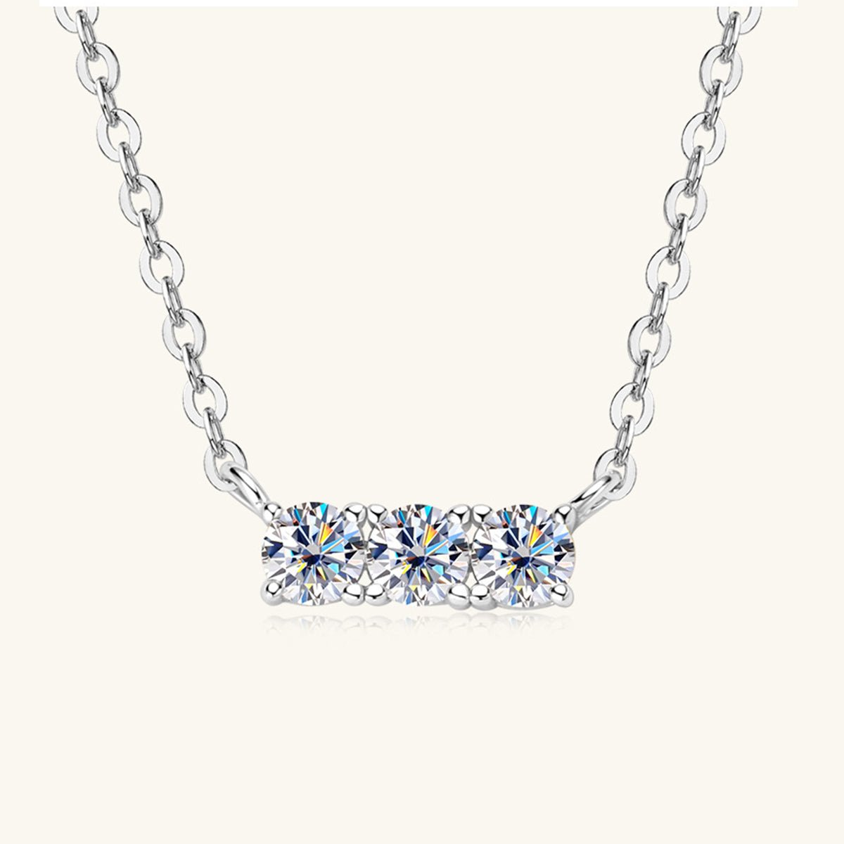 925 Sterling Silver Inlaid Moissanite Bar Necklace - Global Village Kailua Boutique