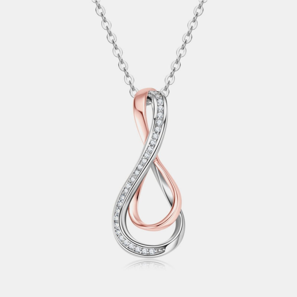 925 Sterling Silver Inlaid Moissanite Infinity Pendant Necklace - Global Village Kailua Boutique