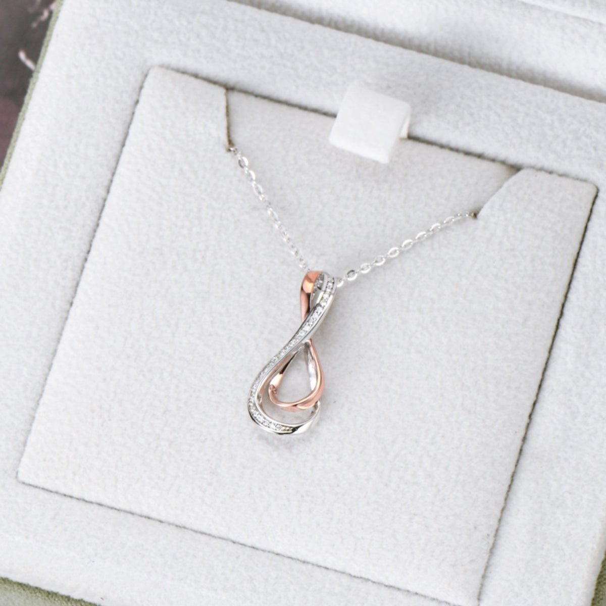 925 Sterling Silver Inlaid Moissanite Infinity Pendant Necklace - Global Village Kailua Boutique