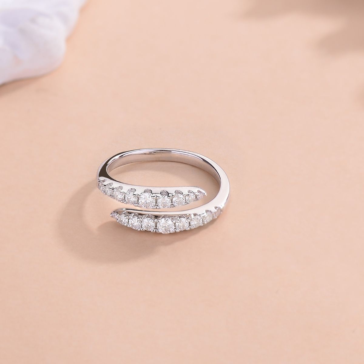 925 Sterling Silver Moissanite Bypass Ring - Global Village Kailua Boutique