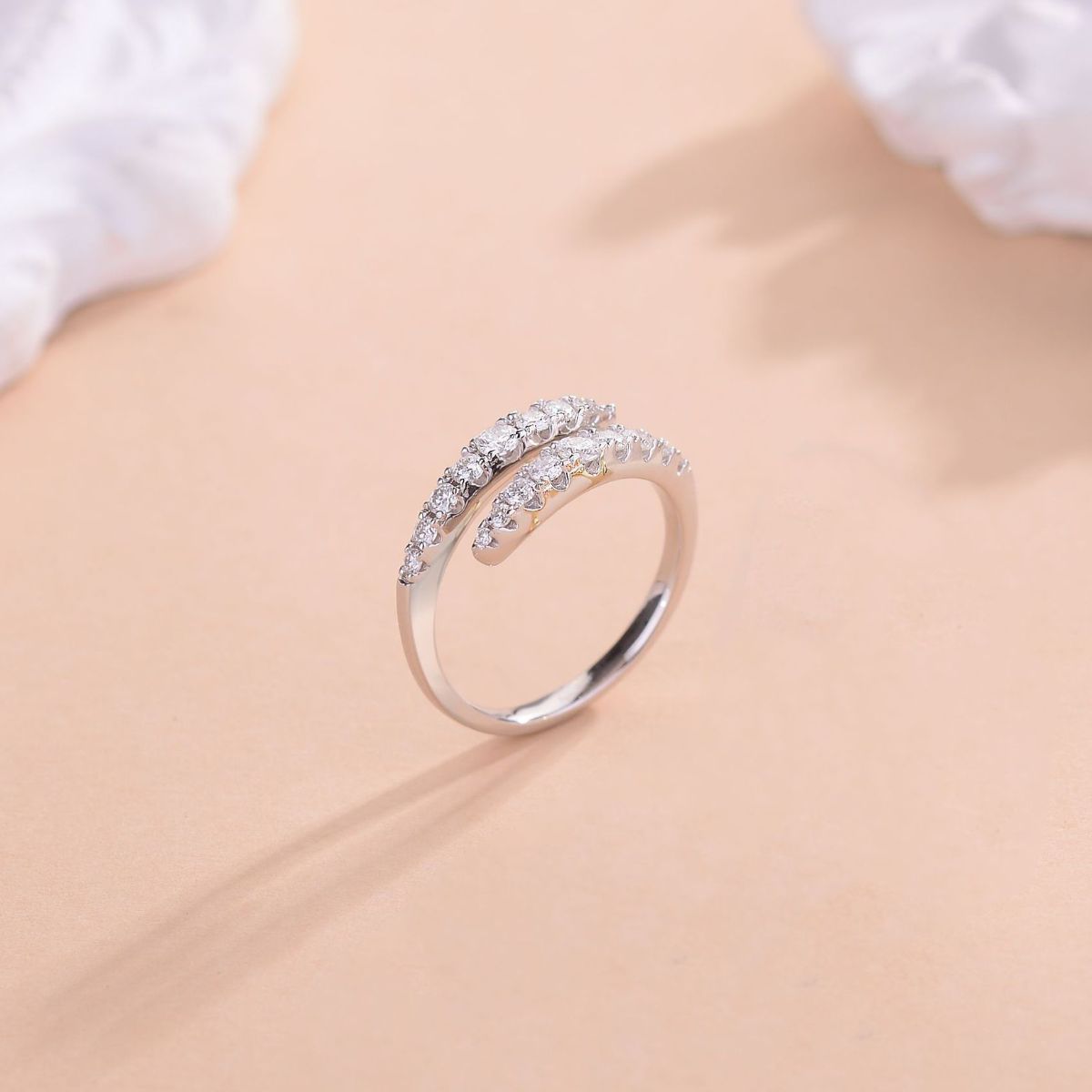 925 Sterling Silver Moissanite Bypass Ring - Global Village Kailua Boutique