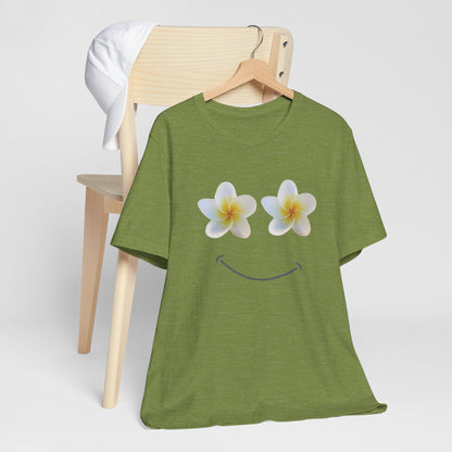 Plumeria Happy Face Unisex Jersey Tee | Hawaii Graphic Tee