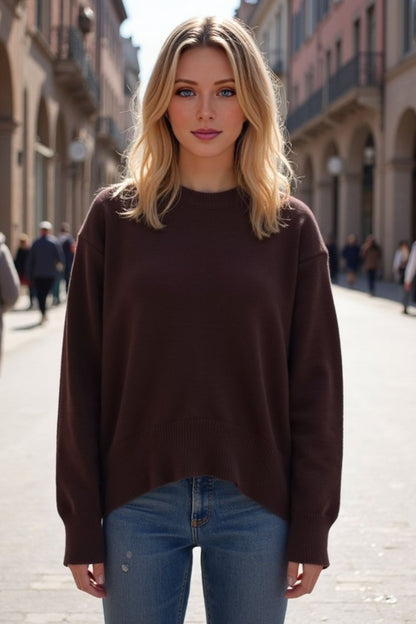 Every Day Round Neck Dropped Shoulder Sweater