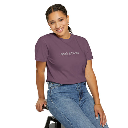 Beach & Books Embroidered Tee – Comfort Colors Unisex T-Shirt