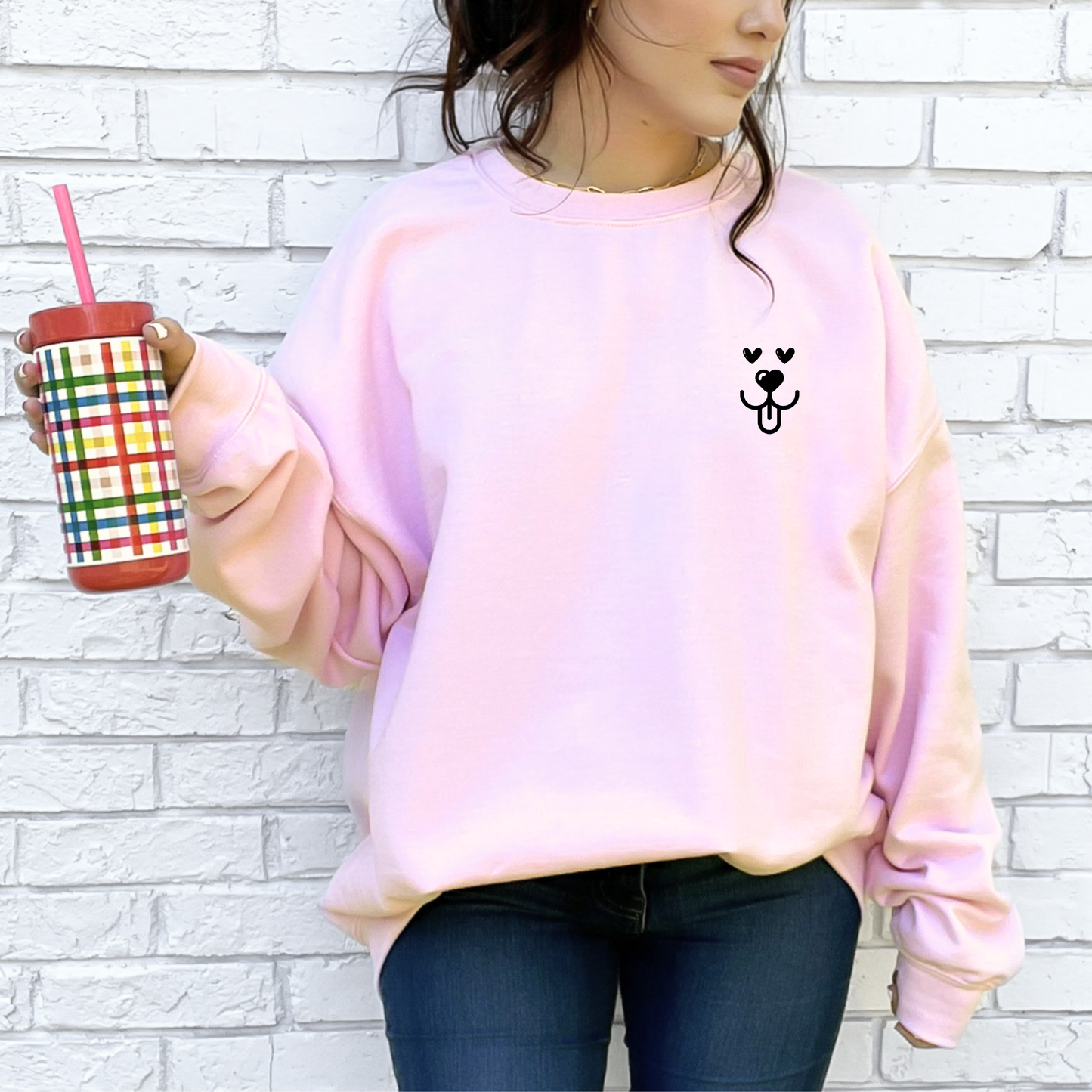 Crewneck Sweatshirt Embroidered All Love Dog