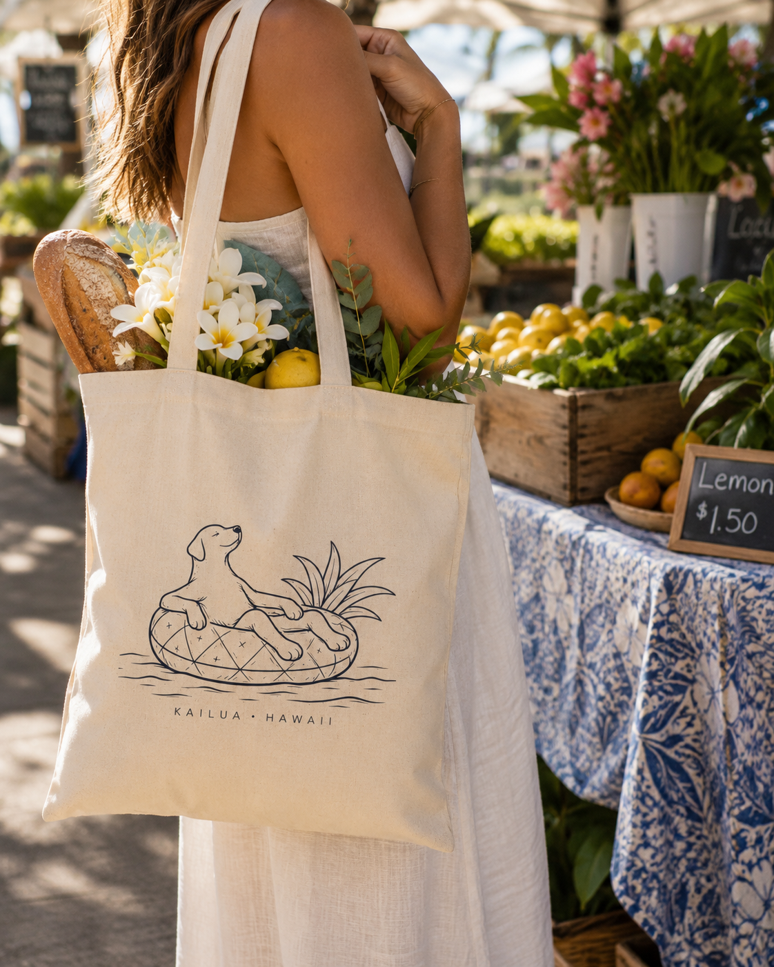 Koa Pineapple Floatie Canvas Tote