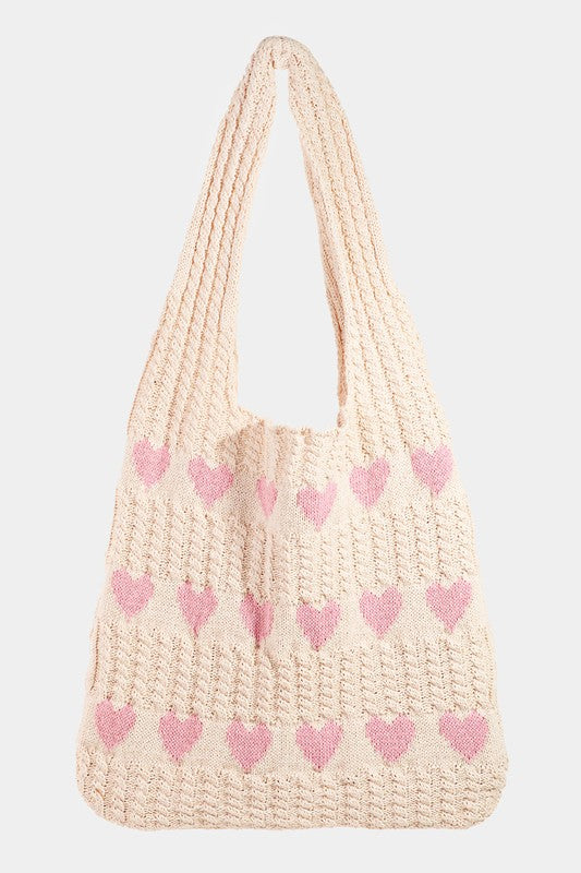 Heart Crochet Tote Bag