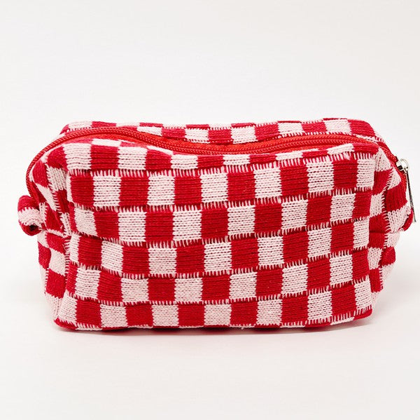 Checkered Cosmetic Bag