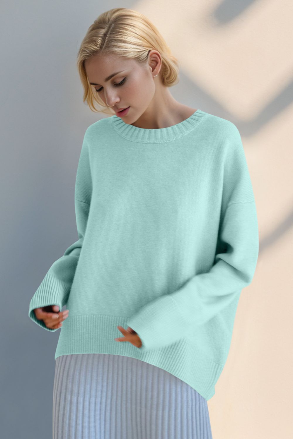 Every Day Round Neck Dropped Shoulder Sweater