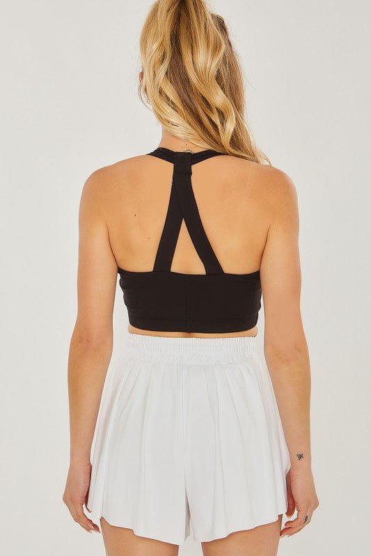 Activewear Crop Halter Back Detail Top - Global Village Kailua Boutique