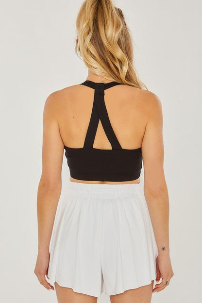 Activewear Crop Halter Back Detail Top - Global Village Kailua Boutique