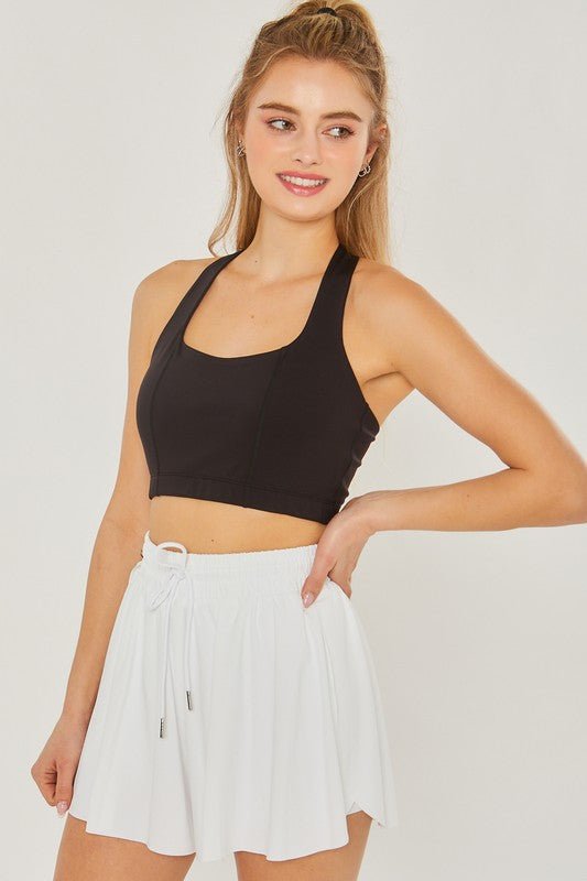 Activewear Crop Halter Back Detail Top - Global Village Kailua Boutique