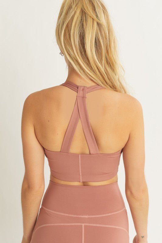 Activewear Crop Halter Back Detail Top - Global Village Kailua Boutique