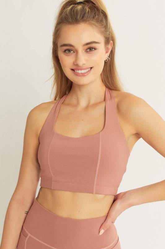 Activewear Crop Halter Back Detail Top - Global Village Kailua Boutique