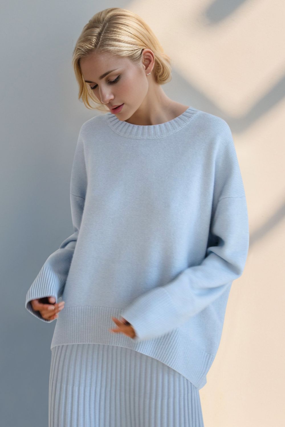 Every Day Round Neck Dropped Shoulder Sweater