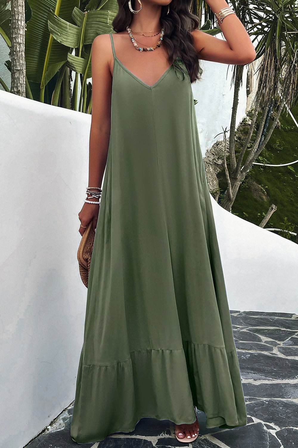 Backless Maxi Cami Dress with Pockets - Global Village Kailua Boutique