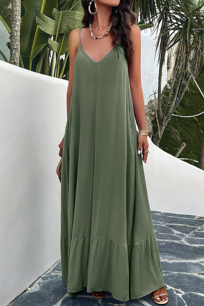 Backless Maxi Cami Dress with Pockets - Global Village Kailua Boutique