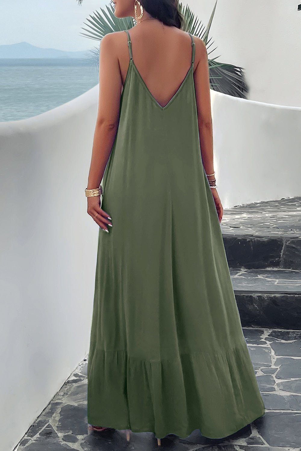 Backless Maxi Cami Dress with Pockets - Global Village Kailua Boutique