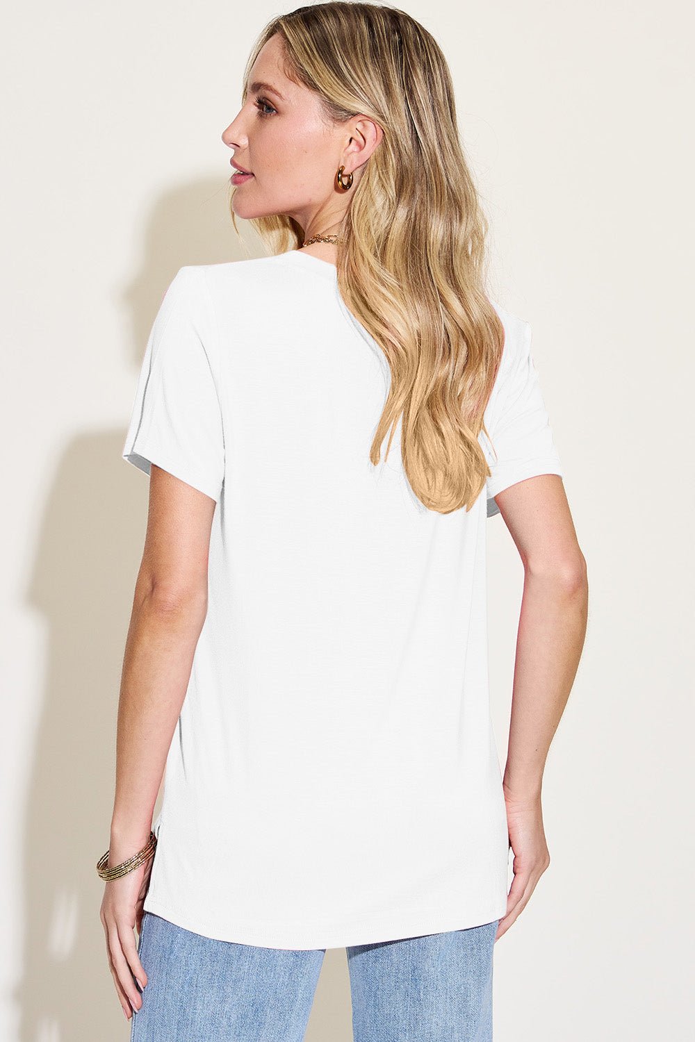 Bamboo V - Neck High Low Top - Global Village Kailua Boutique