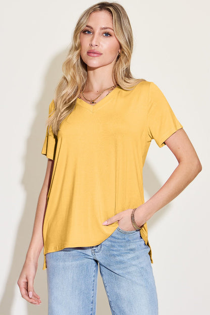 Bamboo V - Neck High Low Top - Global Village Kailua Boutique