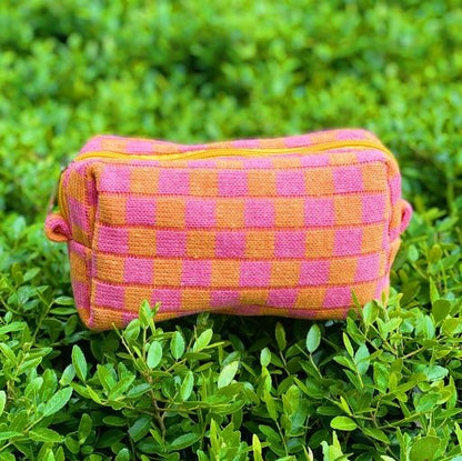 Checkered Cosmetic Bag