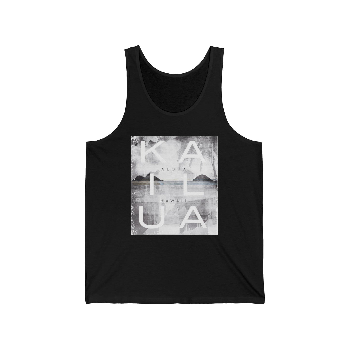 Black White Mokulua Unisex Jersey Tank - Global Village Kailua Boutique