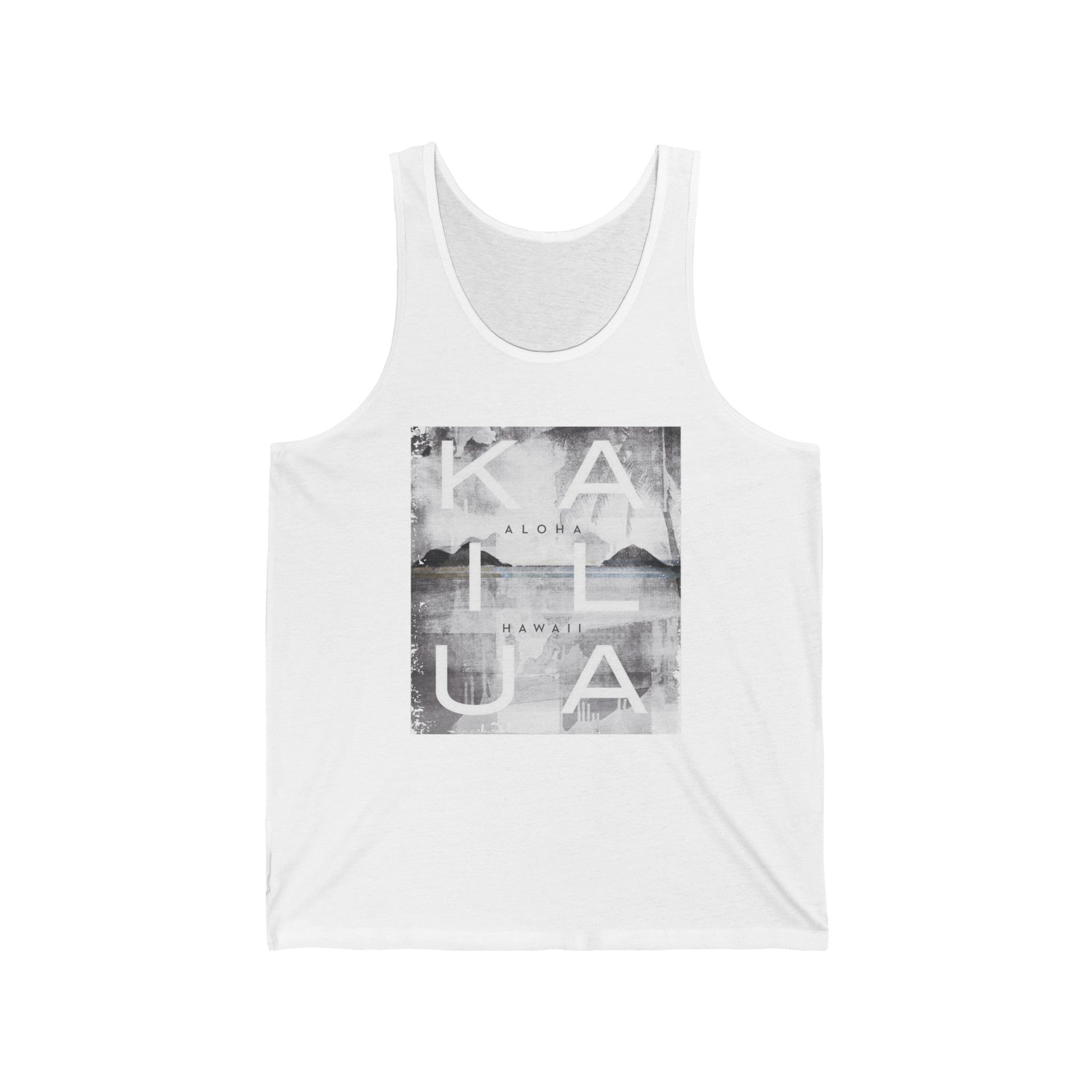 Black White Mokulua Unisex Jersey Tank - Global Village Kailua Boutique