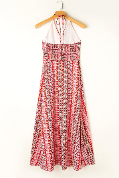 Boho Printed Halter Neck Maxi Dress - Global Village Kailua Boutique