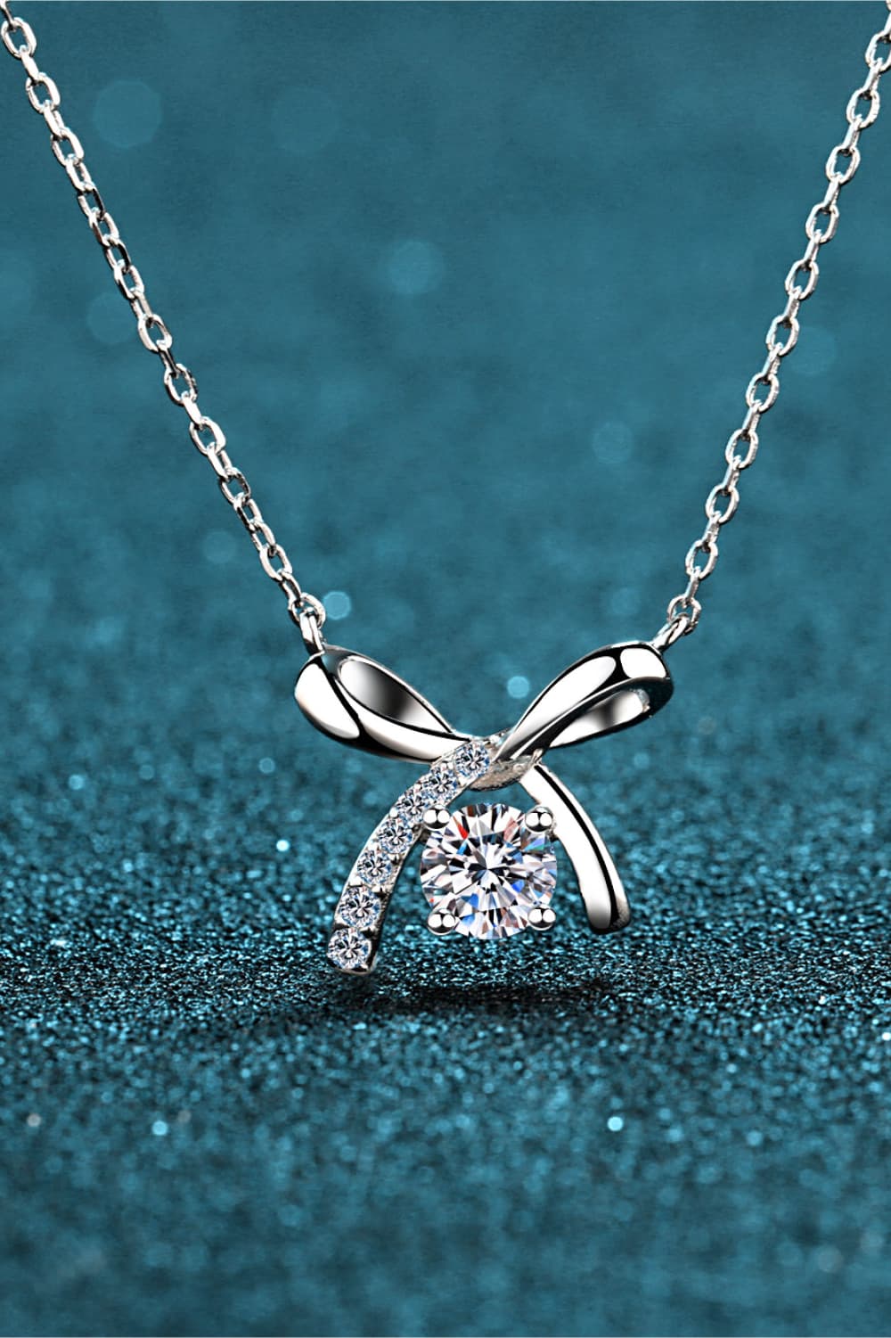 Bow .5 Carat Moissanite 925 Sterling Silver Necklace - Global Village Kailua Boutique