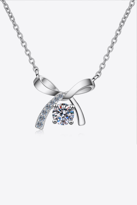 Bow .5 Carat Moissanite 925 Sterling Silver Necklace - Global Village Kailua Boutique
