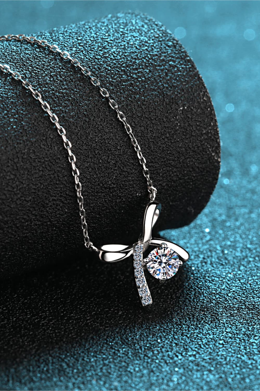 Bow .5 Carat Moissanite 925 Sterling Silver Necklace - Global Village Kailua Boutique