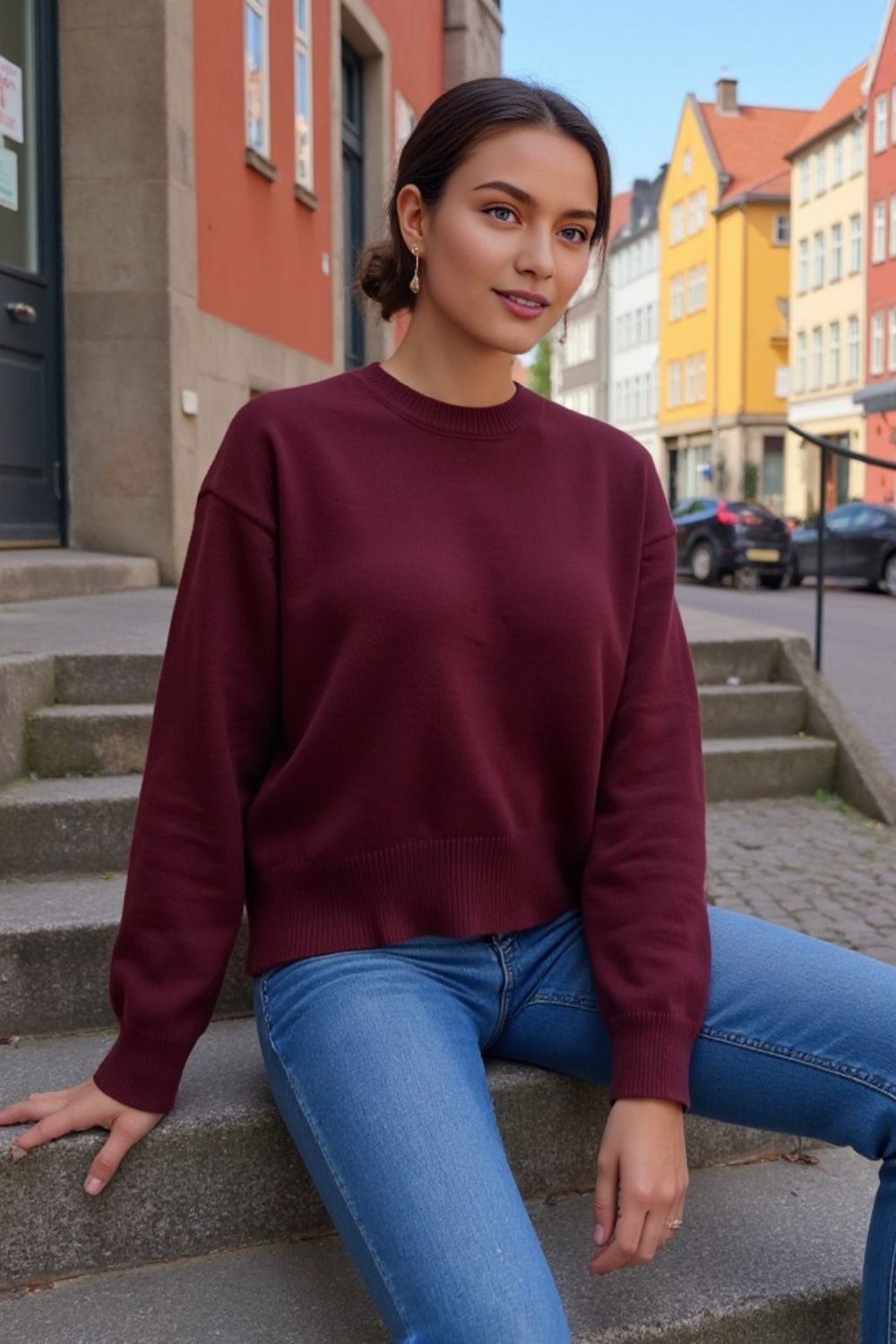 Every Day Round Neck Dropped Shoulder Sweater