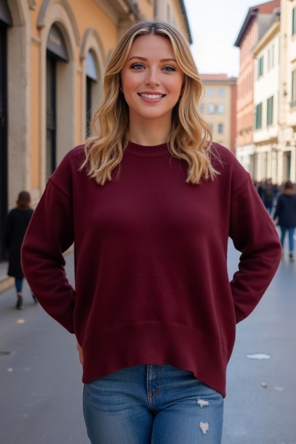 Every Day Round Neck Dropped Shoulder Sweater