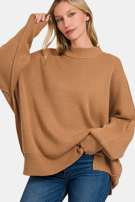 Camel Side Sit Oversize Sweater - Global Village Kailua Boutique