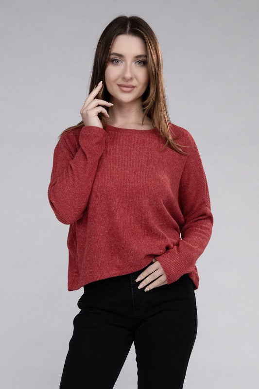 Ribbed Dolman Long Sleeve Sweater - Global Village Kailua Boutique