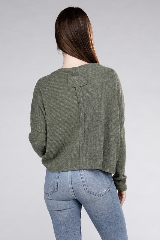 Ribbed Dolman Long Sleeve Sweater - Global Village Kailua Boutique