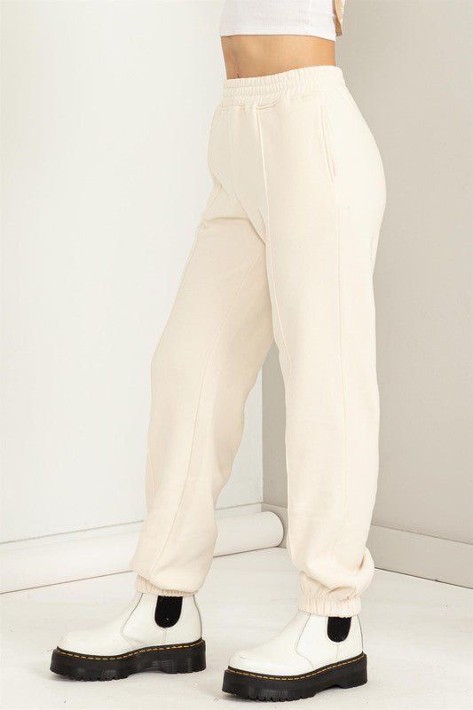 Cute Take High - Waisted Pintuck Sweatpants - Global Village Kailua Boutique