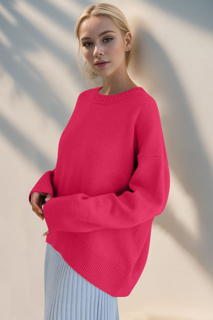 Every Day Round Neck Dropped Shoulder Sweater